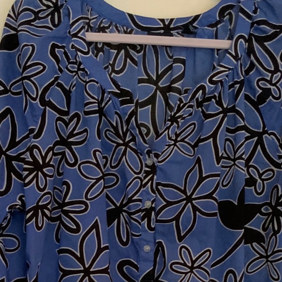 WESTBOUND WOMAN lightweight cotton blouse, Periwinkle/black/white. Sz 1X - Picture 6 of 6